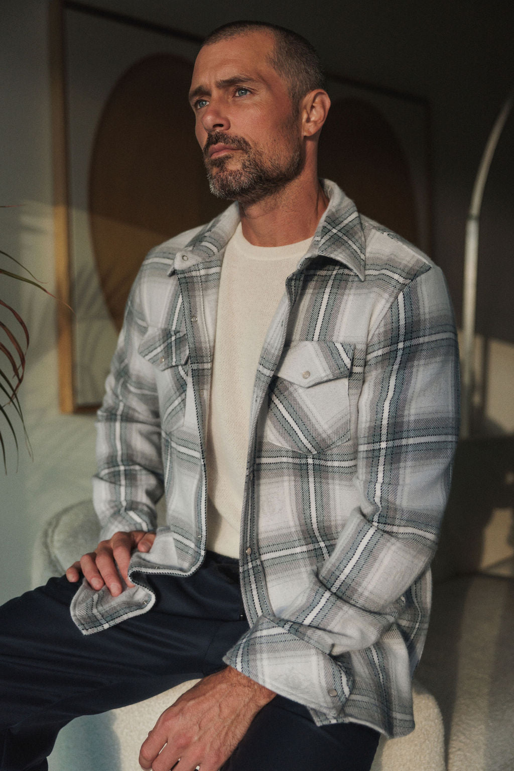 Cloud Light Tartan Cashmere Shirt