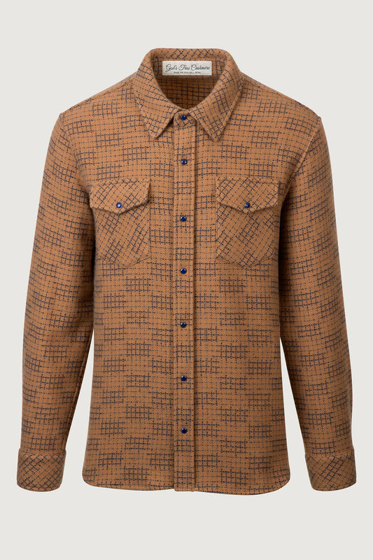 Taupe Ombre Check Cashmere Shirt