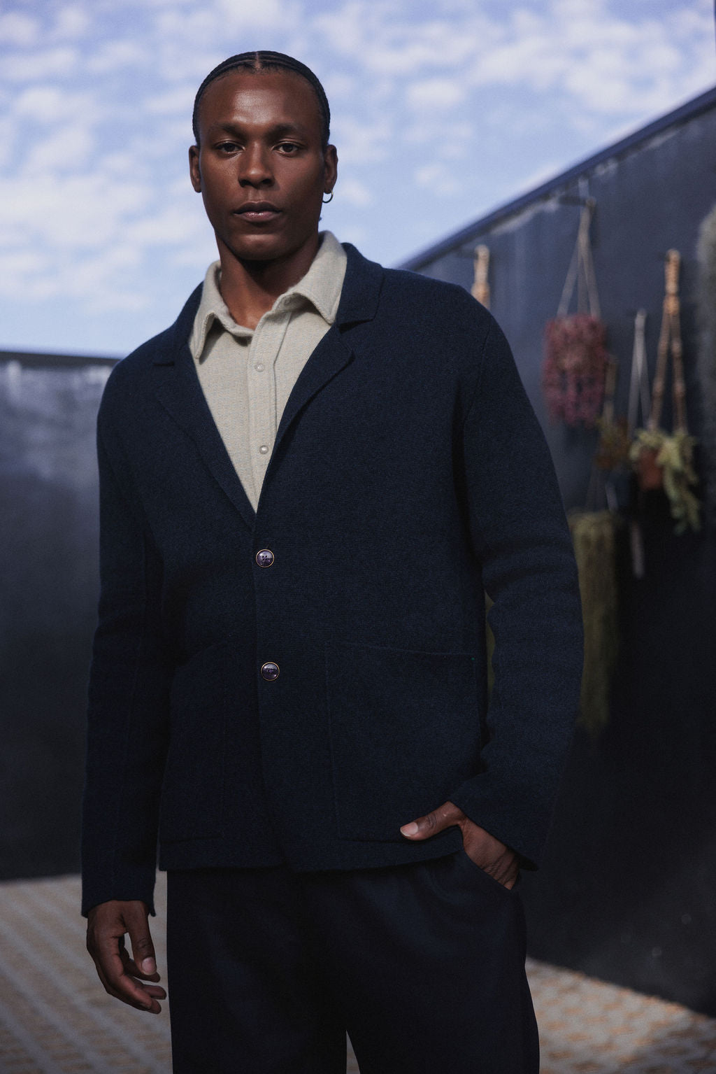 Navy Knit Travel Blazer