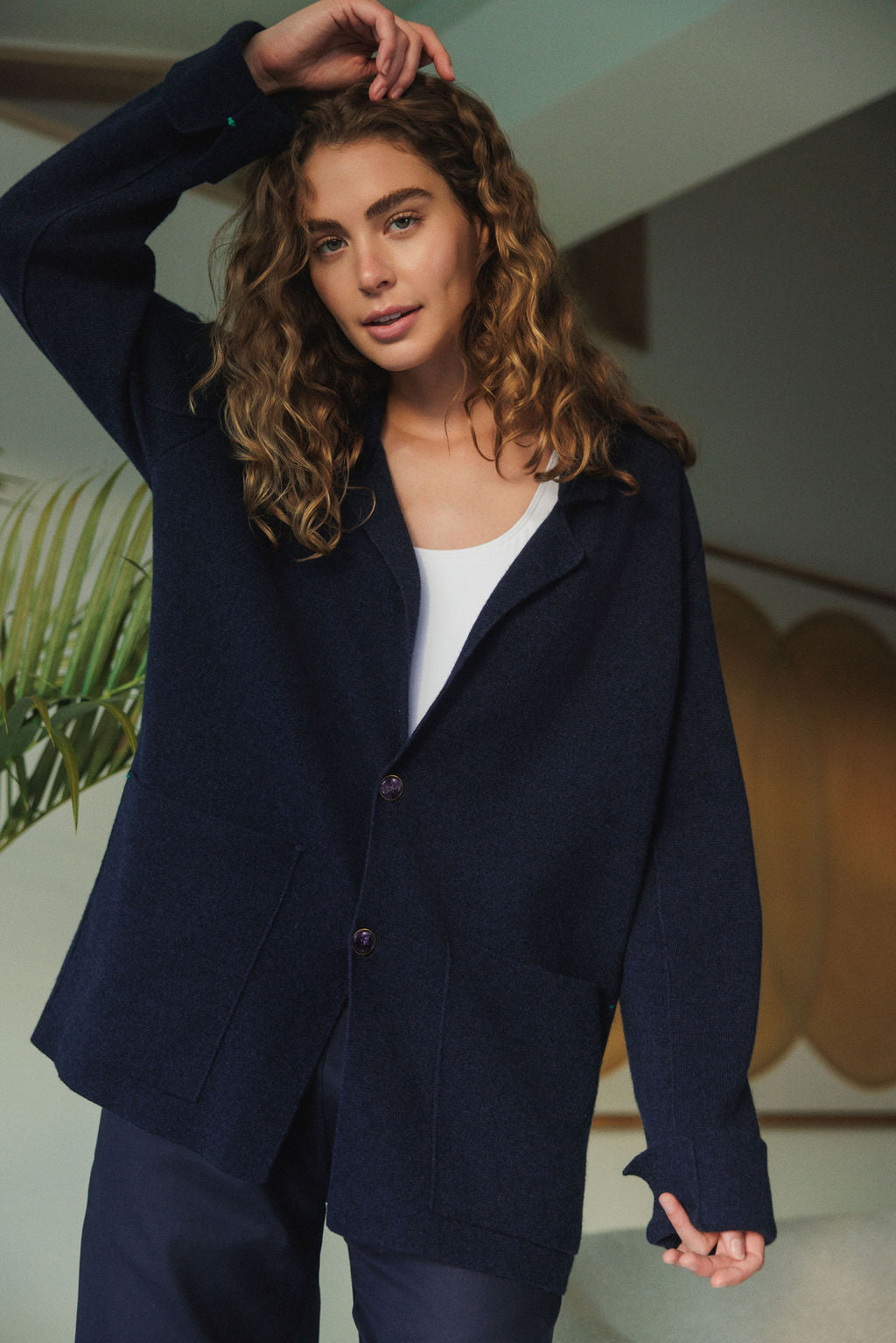 Navy Knit Travel Blazer