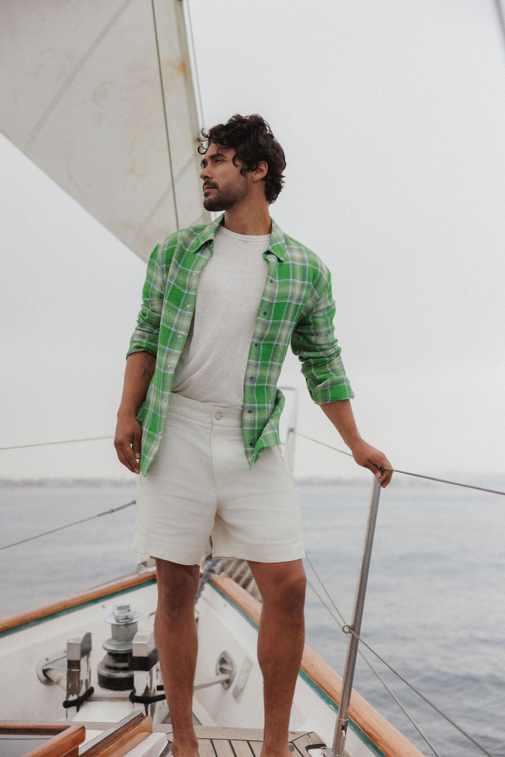 Ivory Solid Linen Short