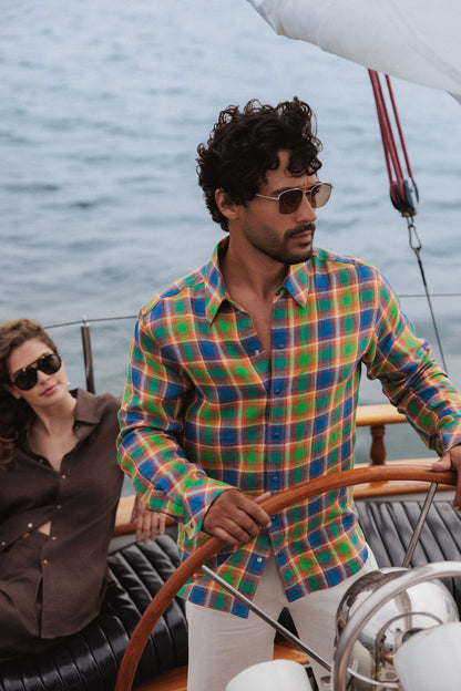 Brilliant Plaid Linen Shirt