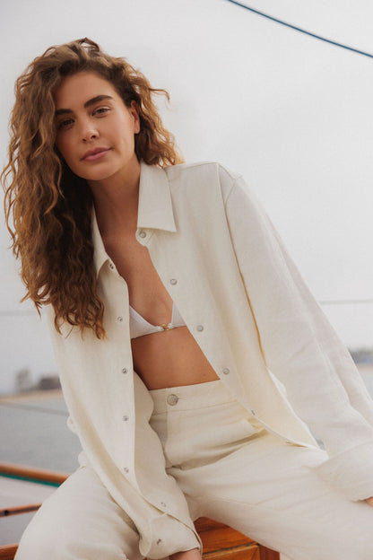 Ivory Solid Linen Shirt