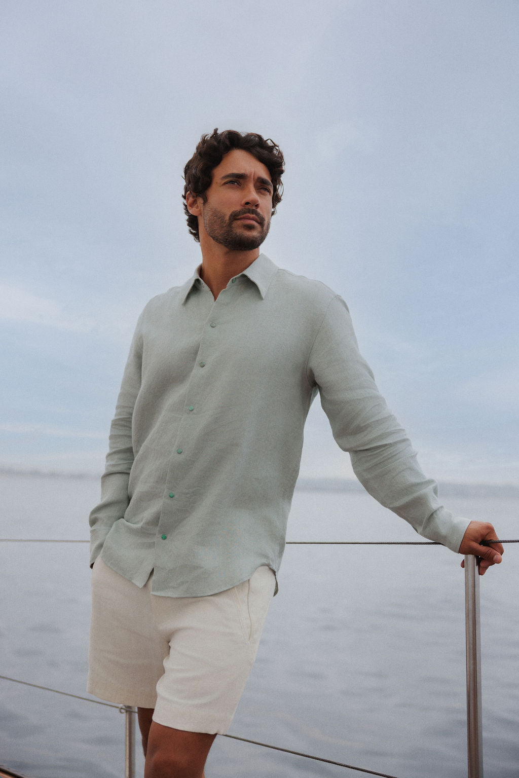 Silver Solid Linen Shirt