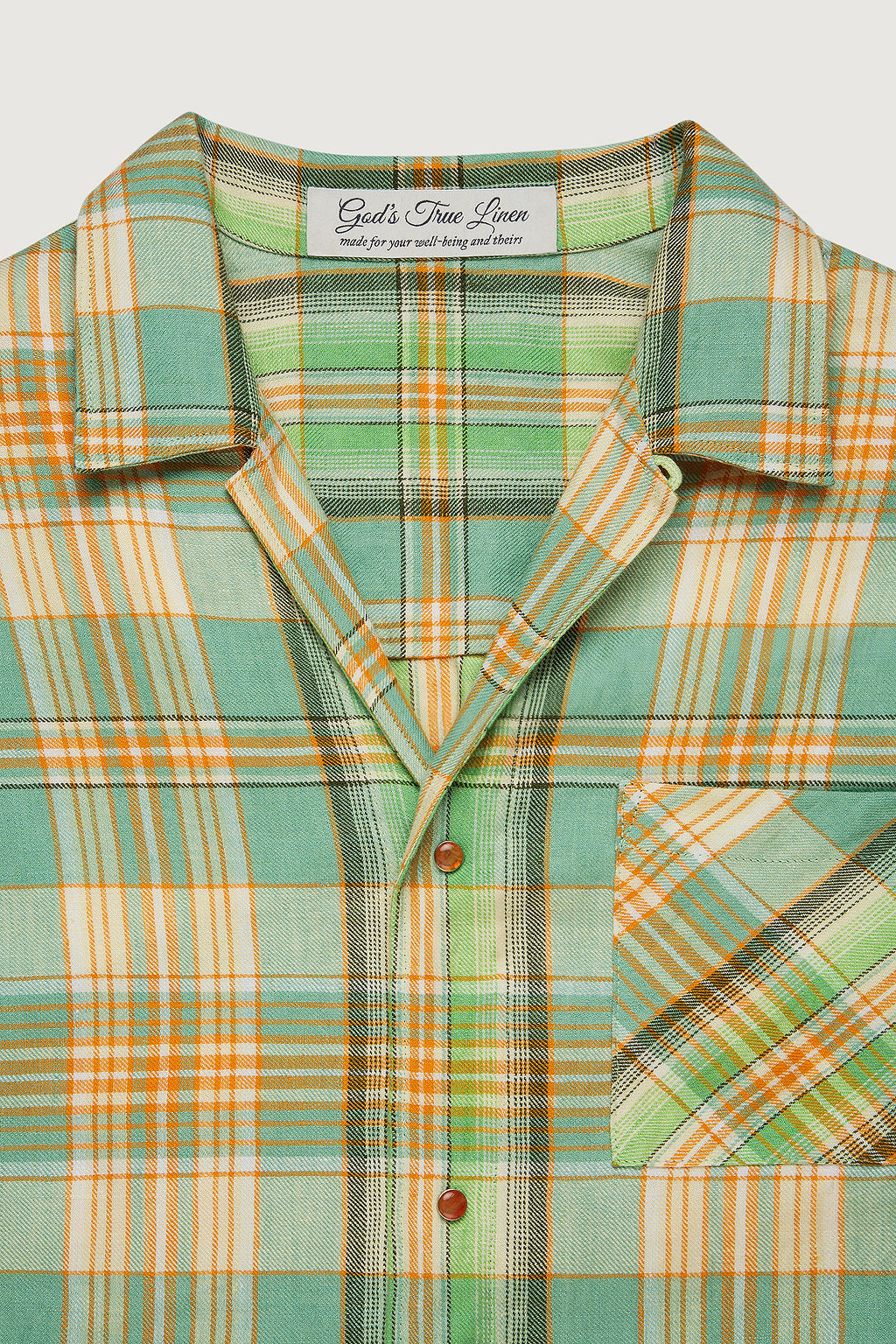 Lime Moss Plaid Linen Shirt