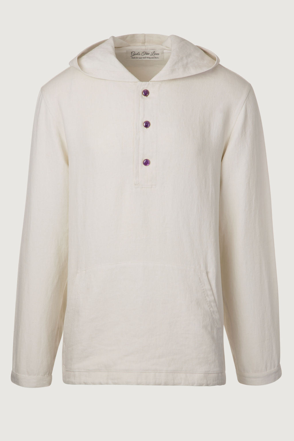 Ivory Solid Linen Anorak