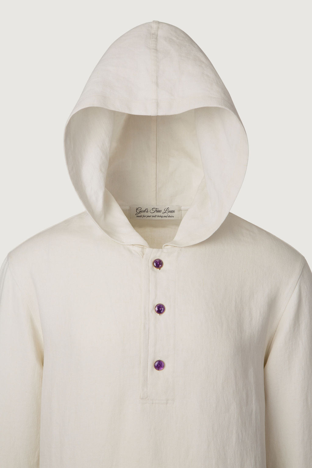 Ivory Solid Linen Anorak