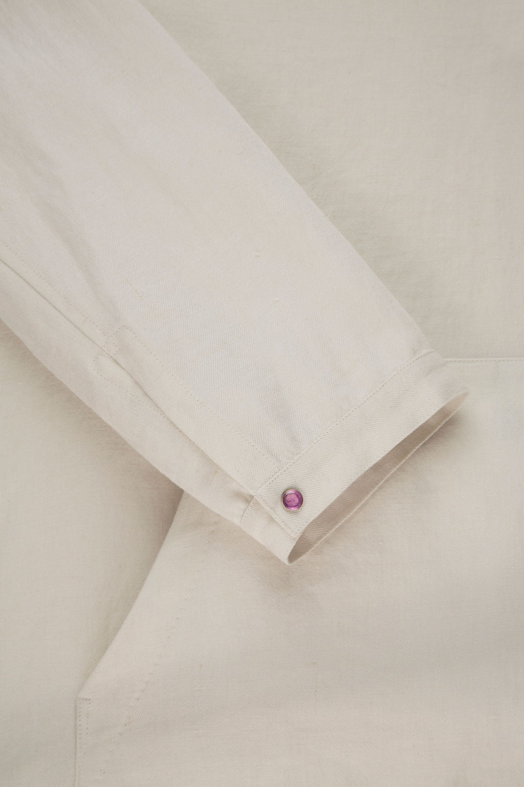 Ivory Solid Linen Anorak