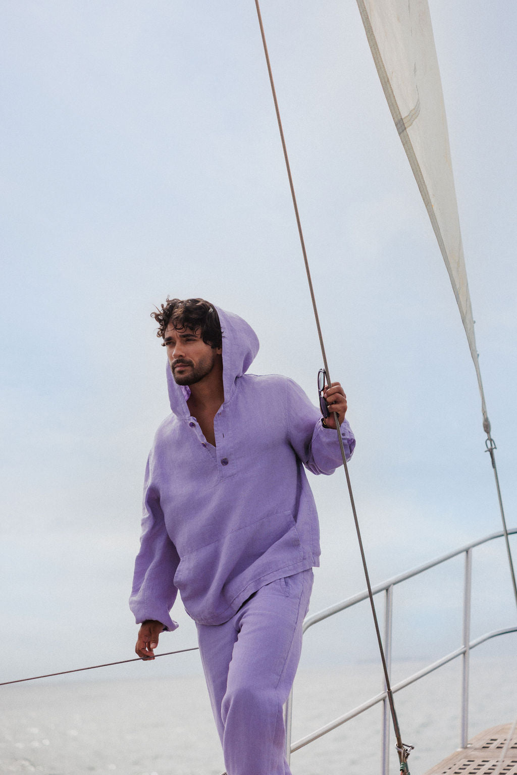 Lilac Solid Linen Anorak