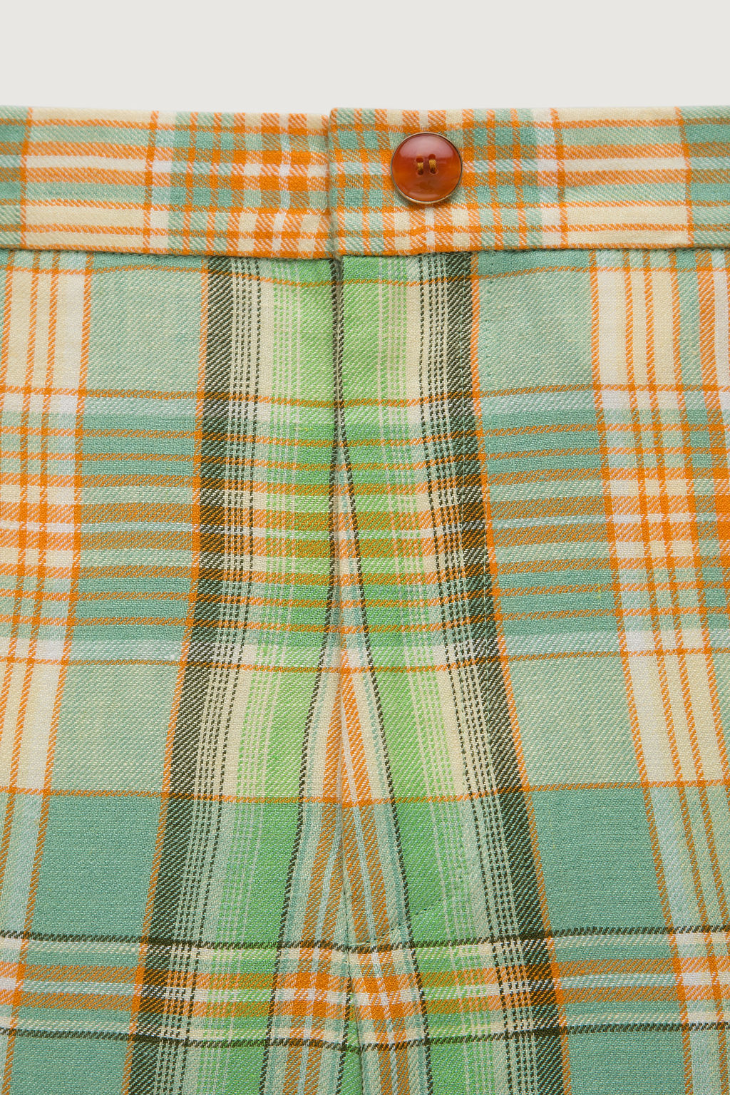 Lime Moss Plaid Linen Short