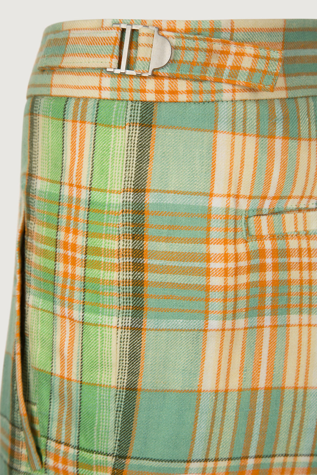 Lime Moss Plaid Linen Short
