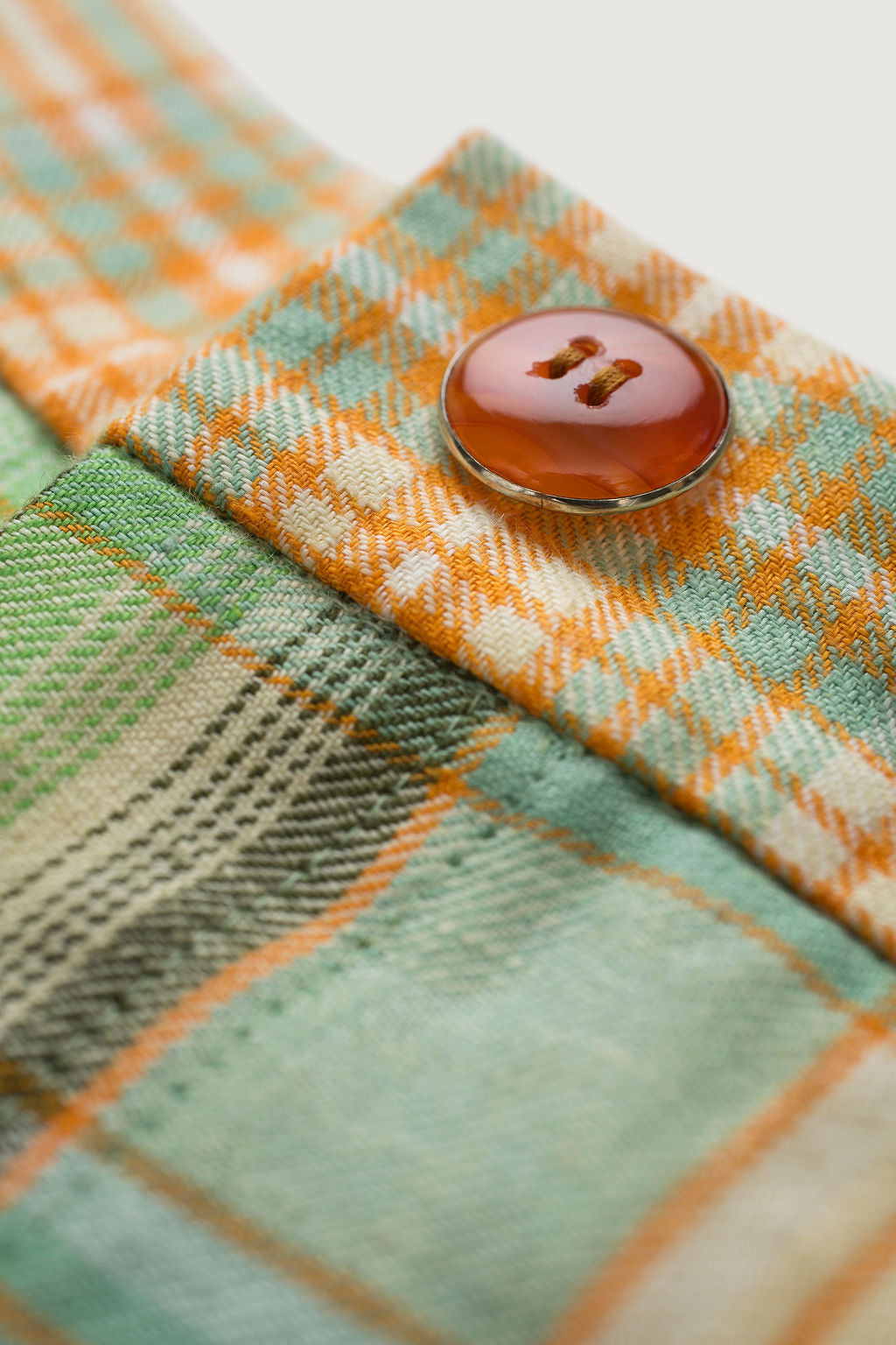 Lime Moss Plaid Linen Short