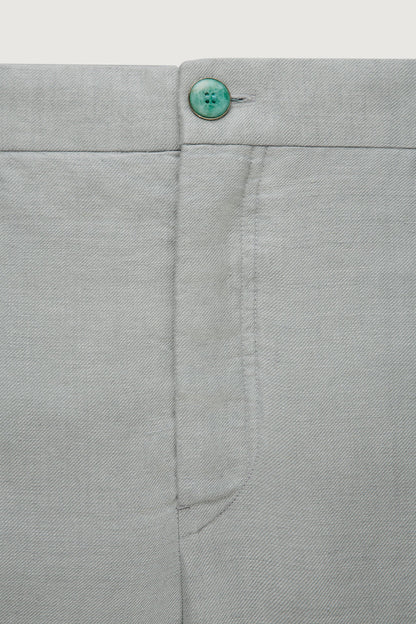 Silver Solid Linen Short