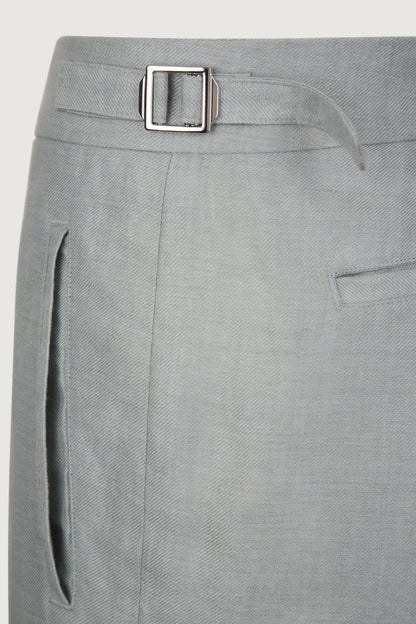 Silver Solid Linen Short