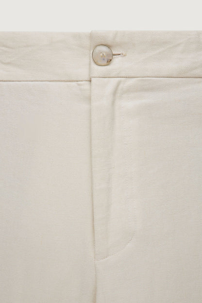 Ivory Solid Linen Pant
