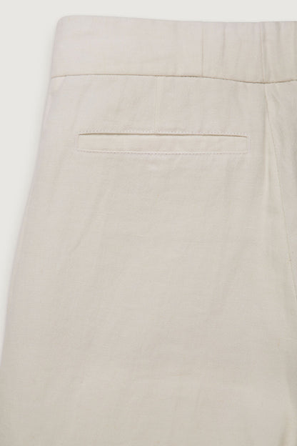Ivory Solid Linen Pant