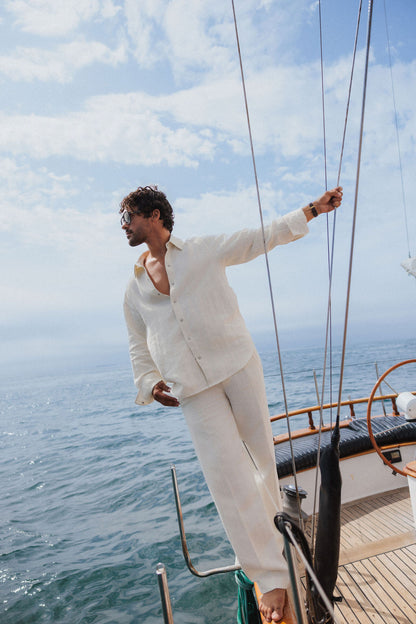 Ivory Solid Linen Pant