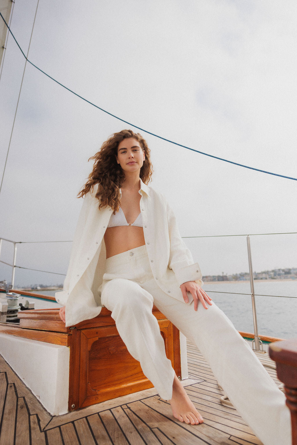 Ivory Solid Linen Pant