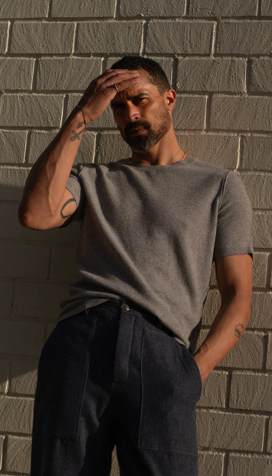 Heather Grey Signature Knit Cashmere T-Shirt