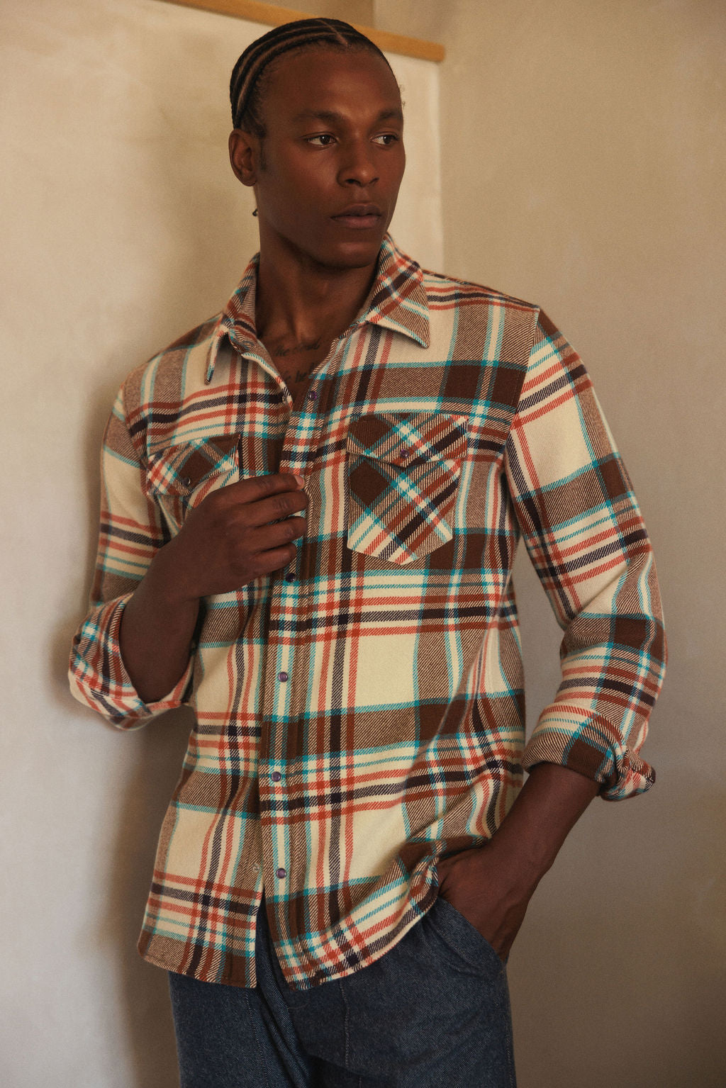 Mahogany Plaid Cashmere Shirt