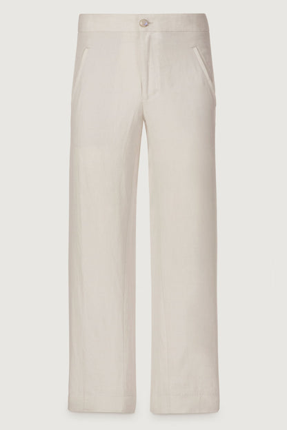 Ivory Solid Linen Pant