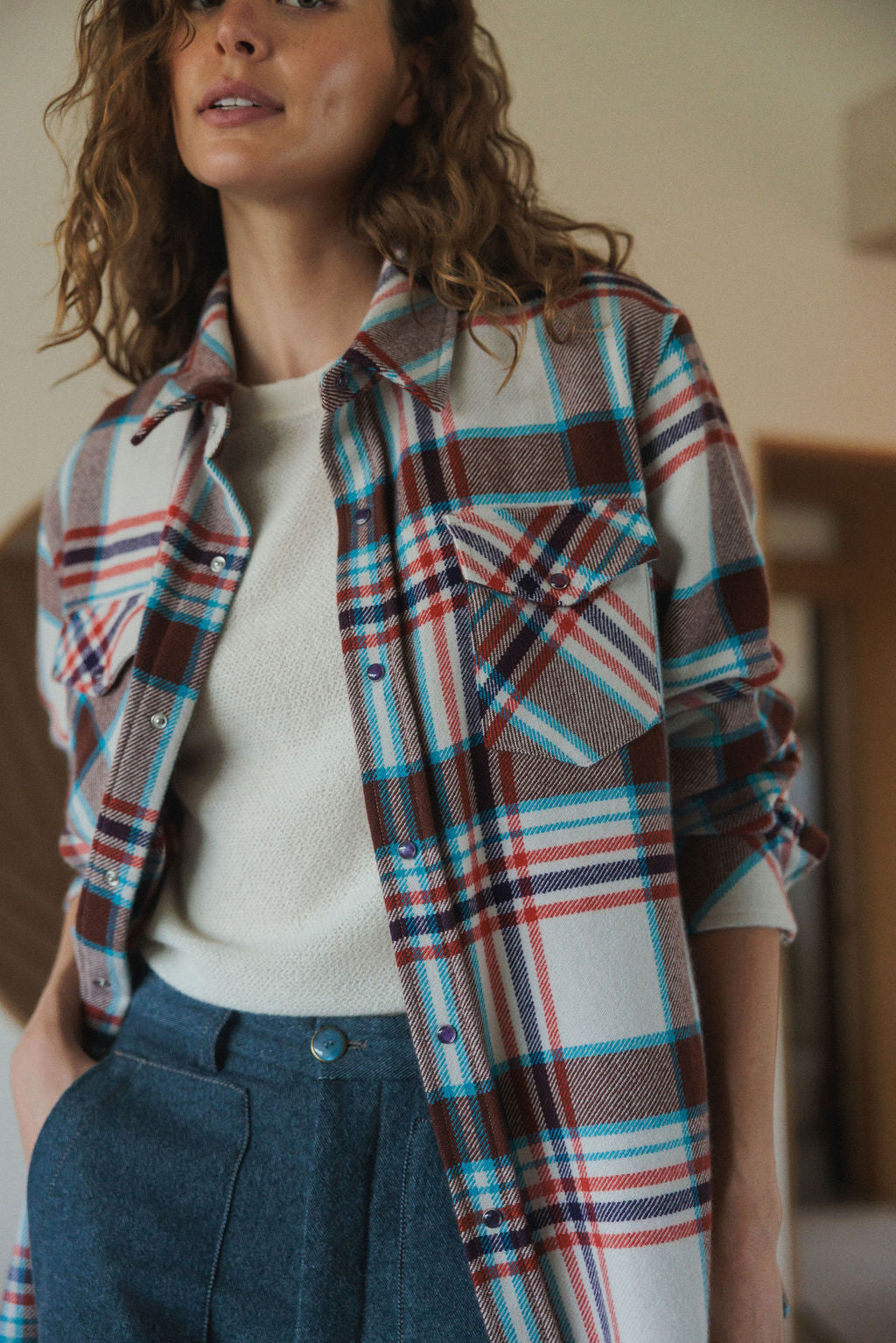 Mahogany Plaid Cashmere Shirt