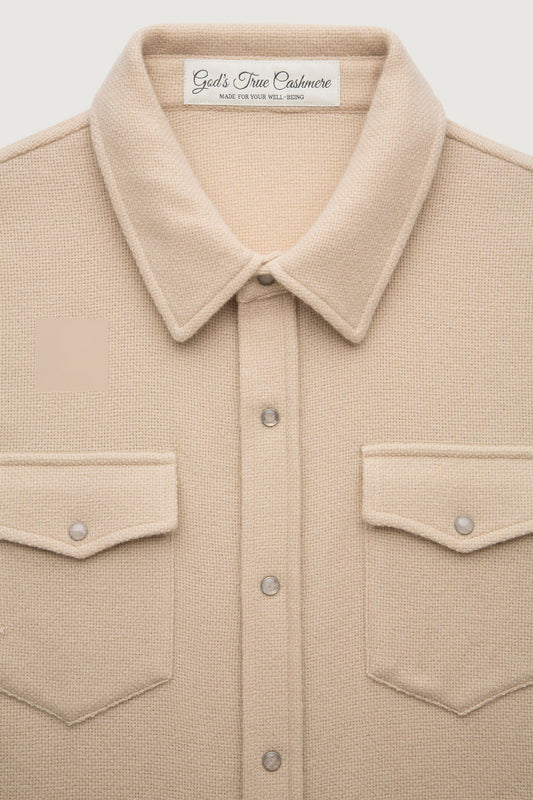 Pale Oat Solid Cashmere Shirt