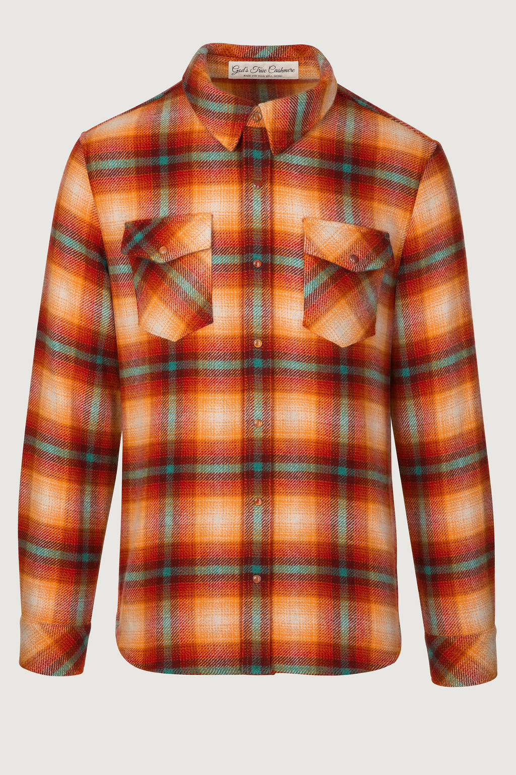 Red Sun Shadow Plaid Cashmere Shirt