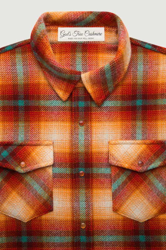 Red Sun Shadow Plaid Cashmere Shirt