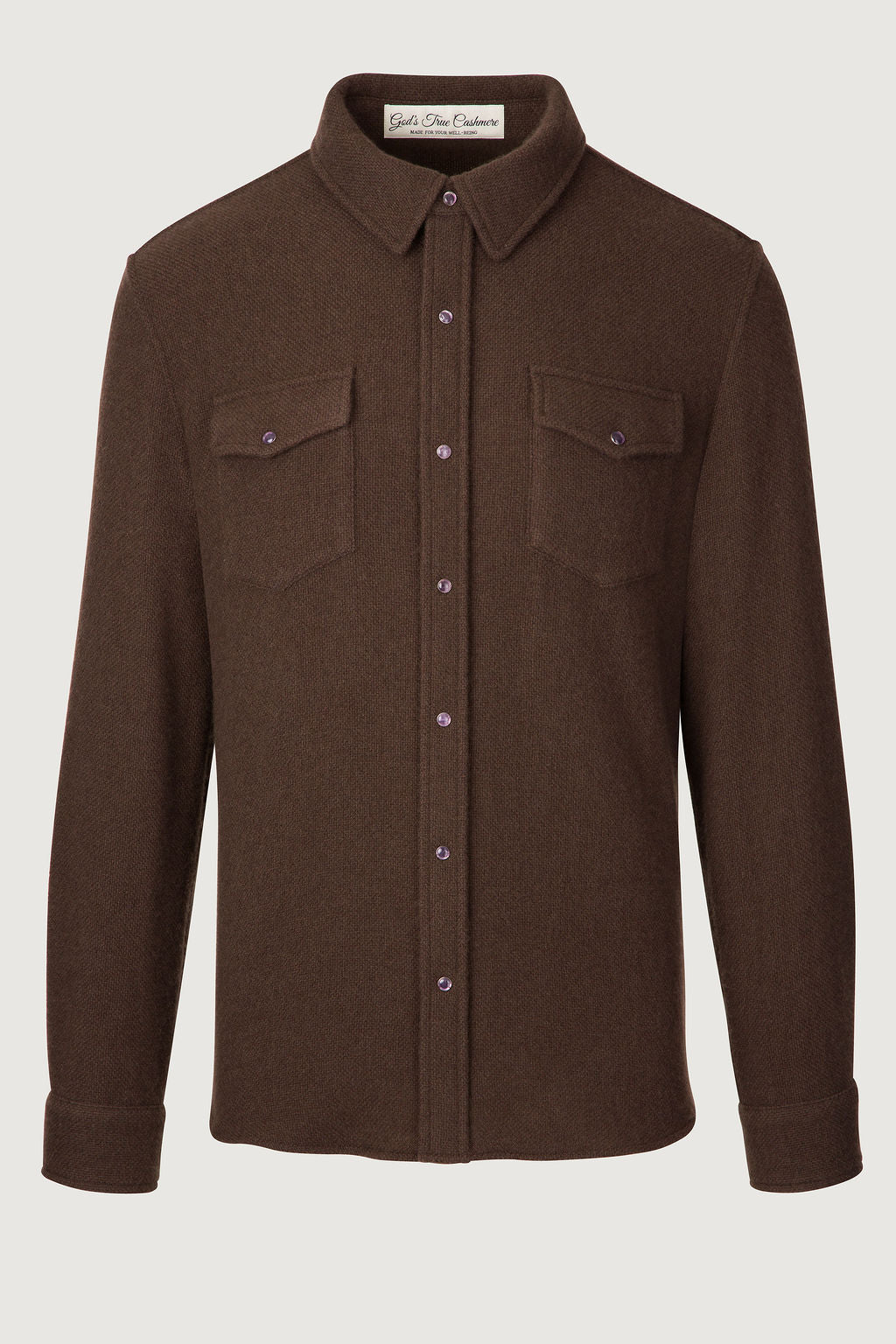 Chocolate Brown Solid Cashmere Shirt