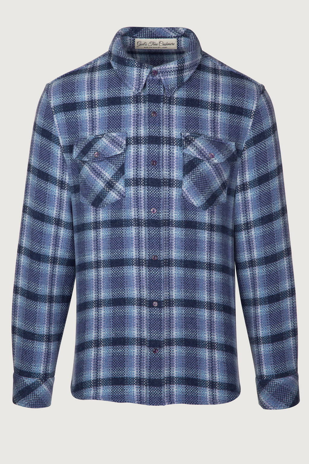 Blue Uniform Plaid Cashmere Shirt