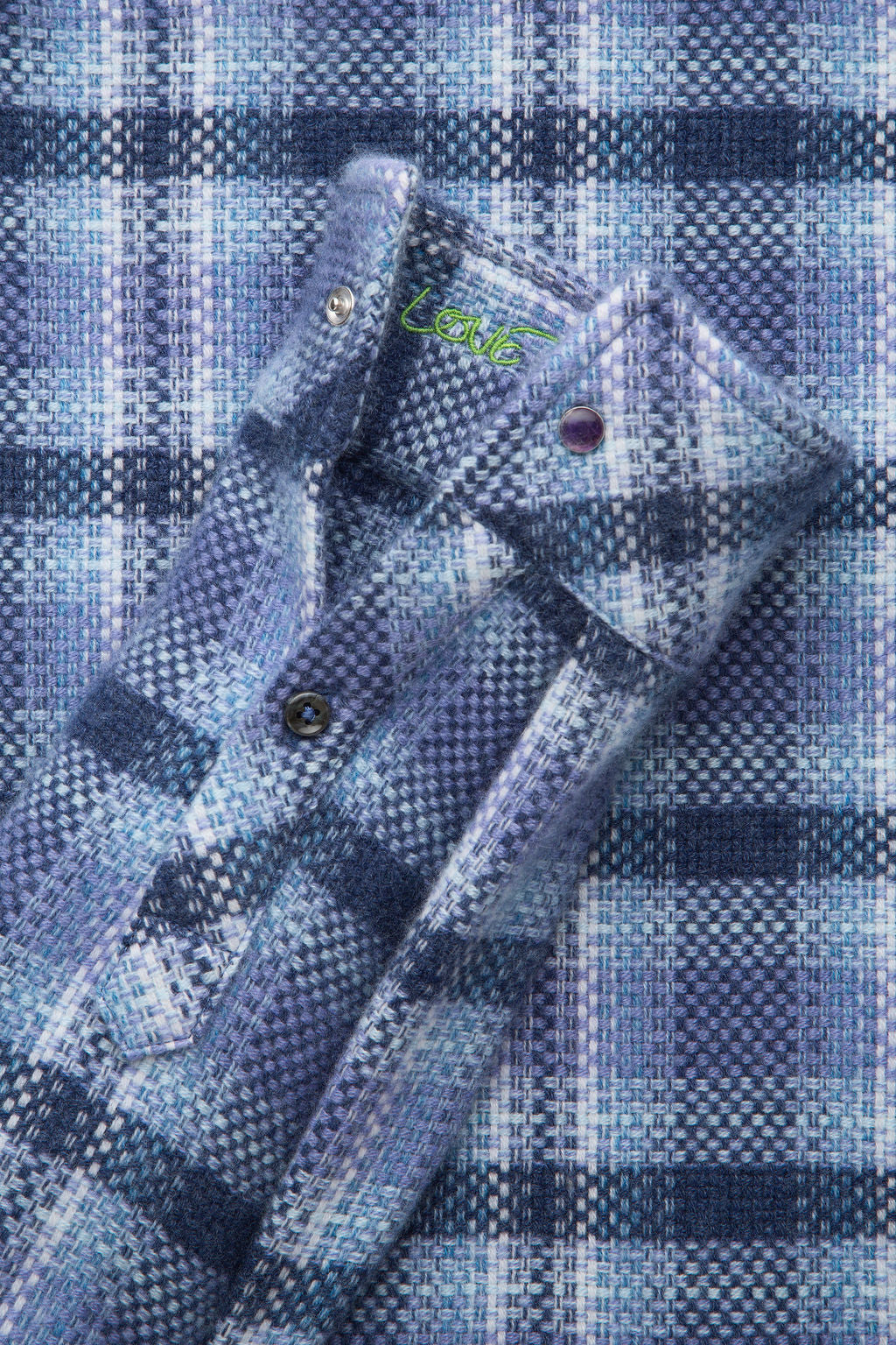 Blue Uniform Plaid Cashmere Shirt