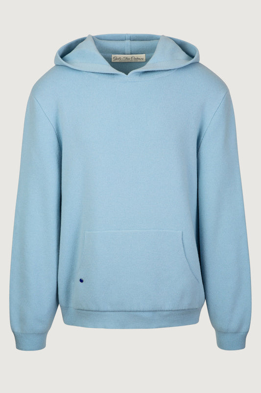 Azure Blue Knit Cashmere Hoodie