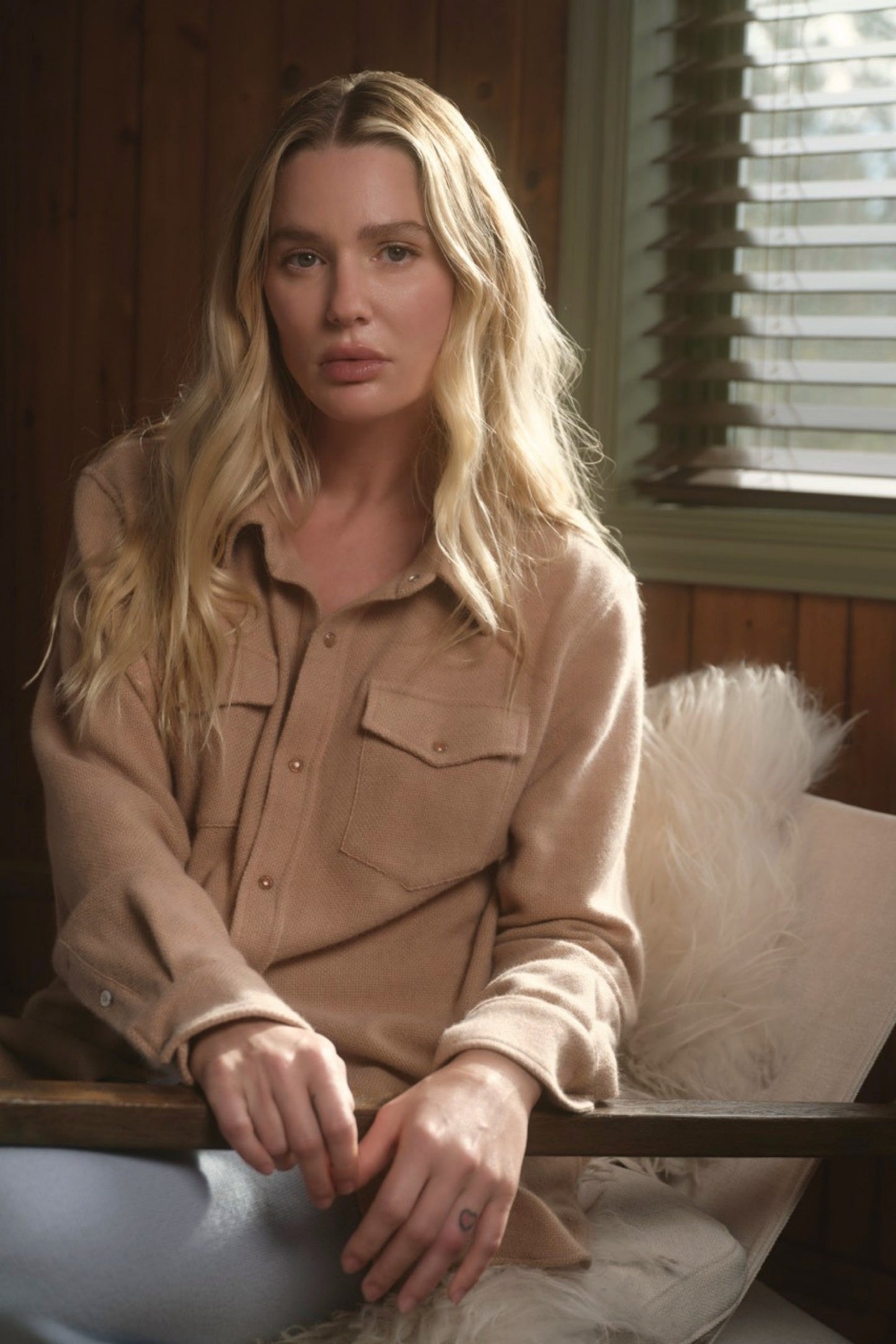 Taupe Solid Cashmere Shirt