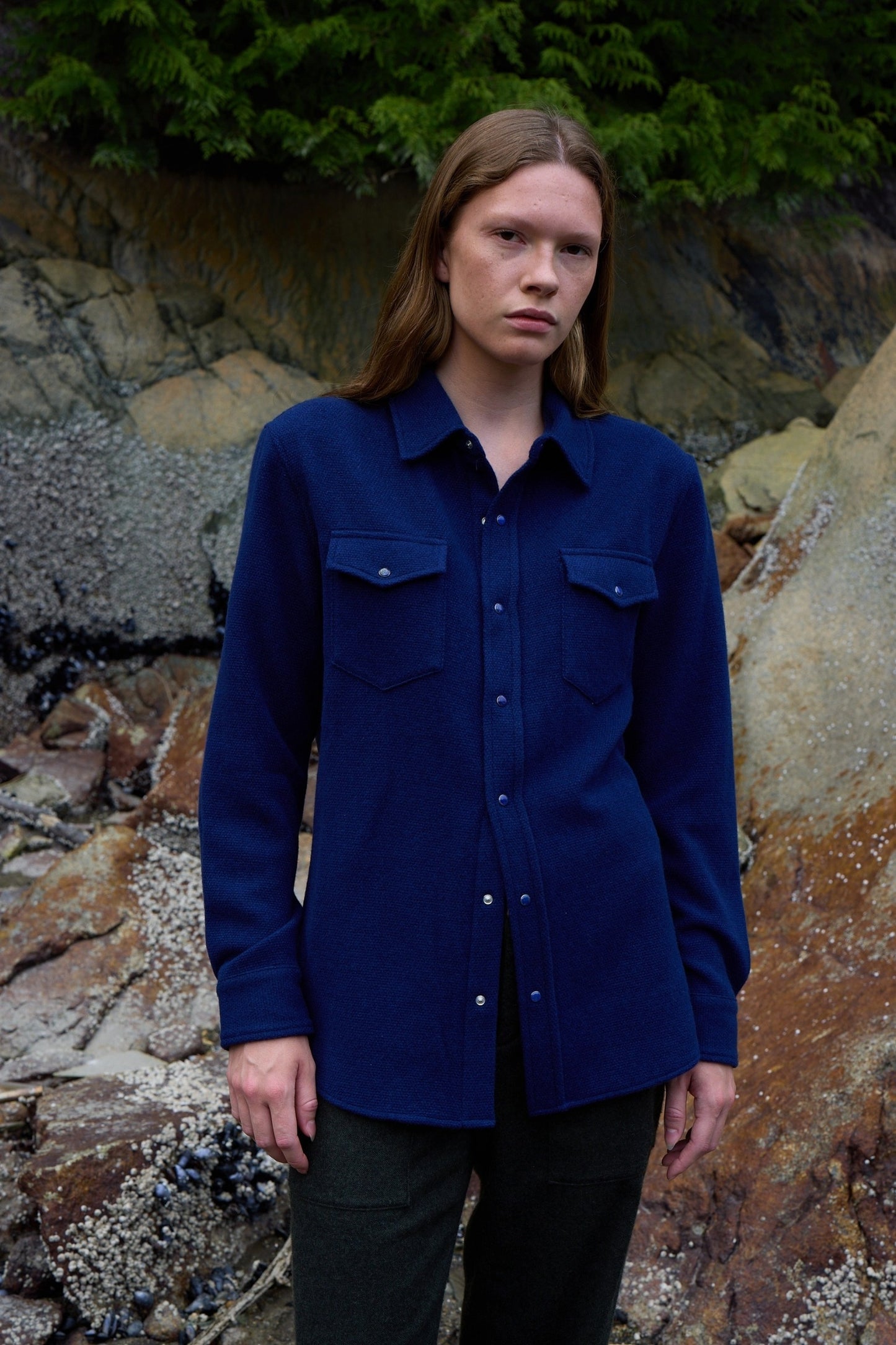 Navy Cashmere Shirt