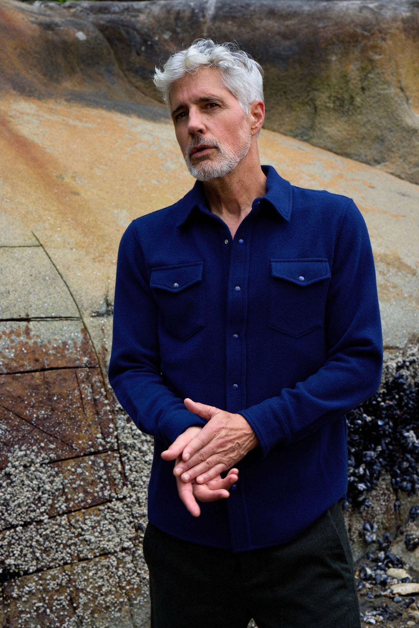Navy Cashmere Shirt