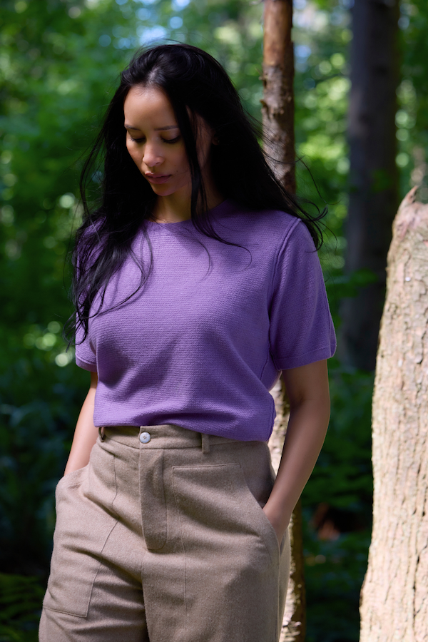 Lilac Signature Knit Cashmere T-Shirt