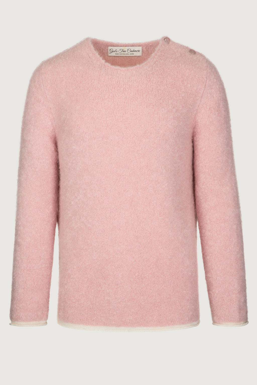 Pink Long Sleeve Boucle Knit Sweater