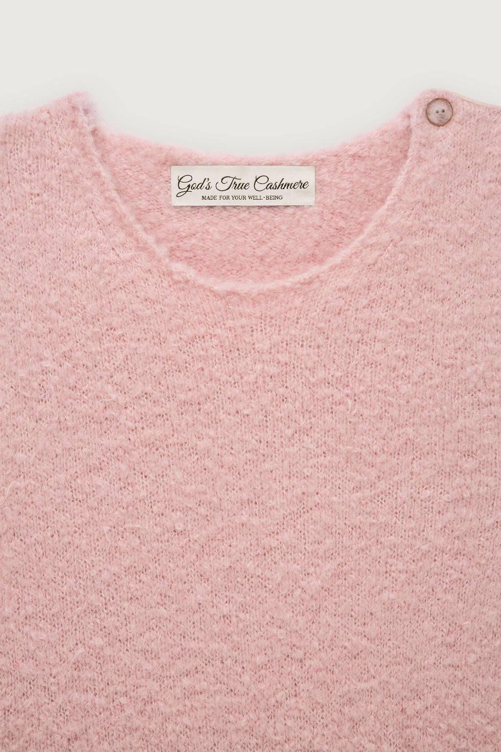 Pink Long Sleeve Boucle Knit Sweater