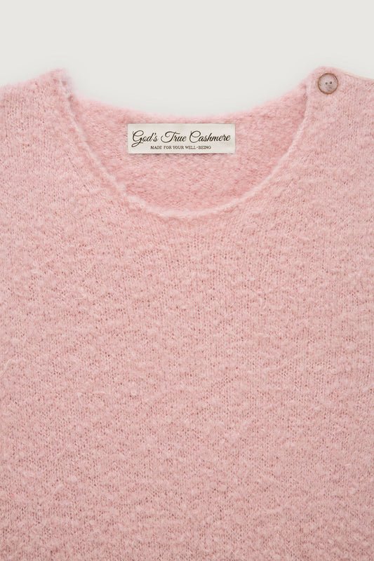 Pink Long Sleeve Boucle Knit Sweater
