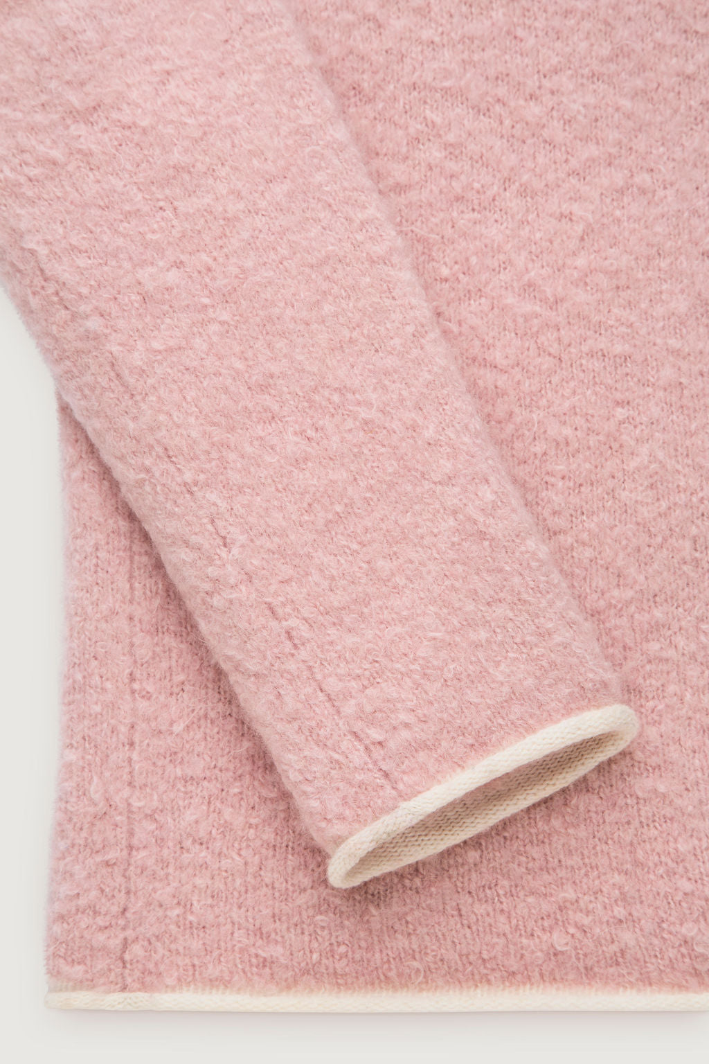 Pink Long Sleeve Boucle Knit Sweater