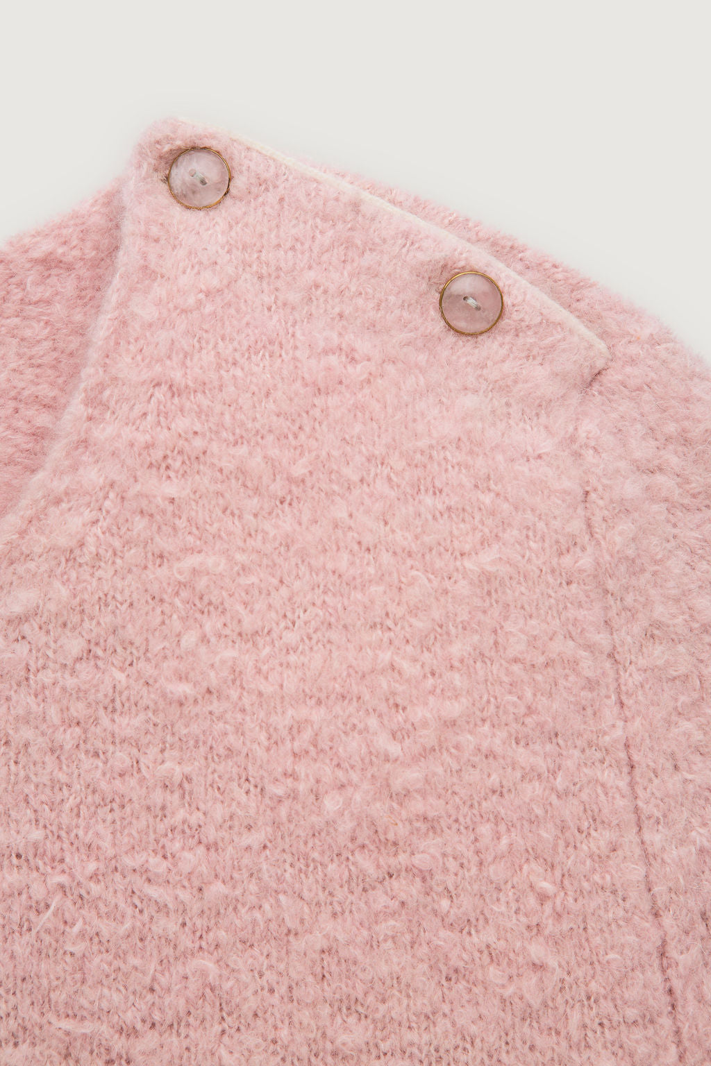 Pink Long Sleeve Boucle Knit Sweater