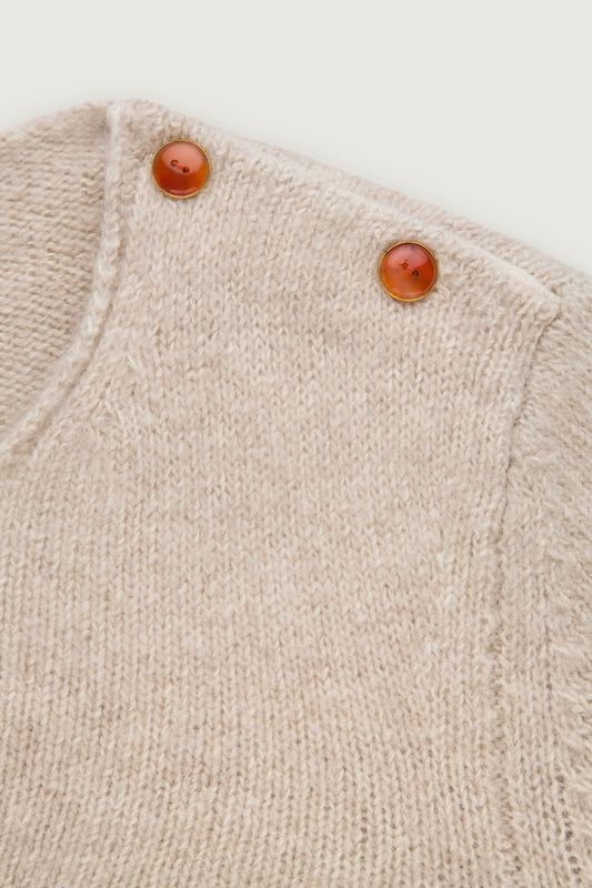 Sand Long Sleeve Boucle Knit Sweater