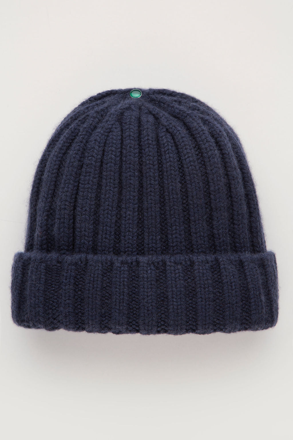 Navy Cashmere Rib Beanie
