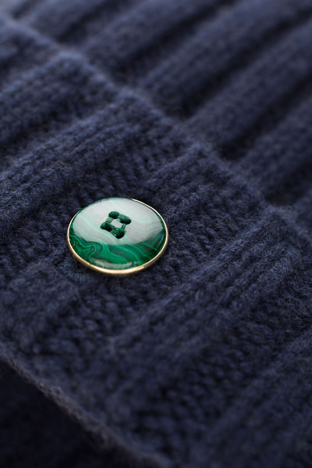 Navy Cashmere Rib Beanie