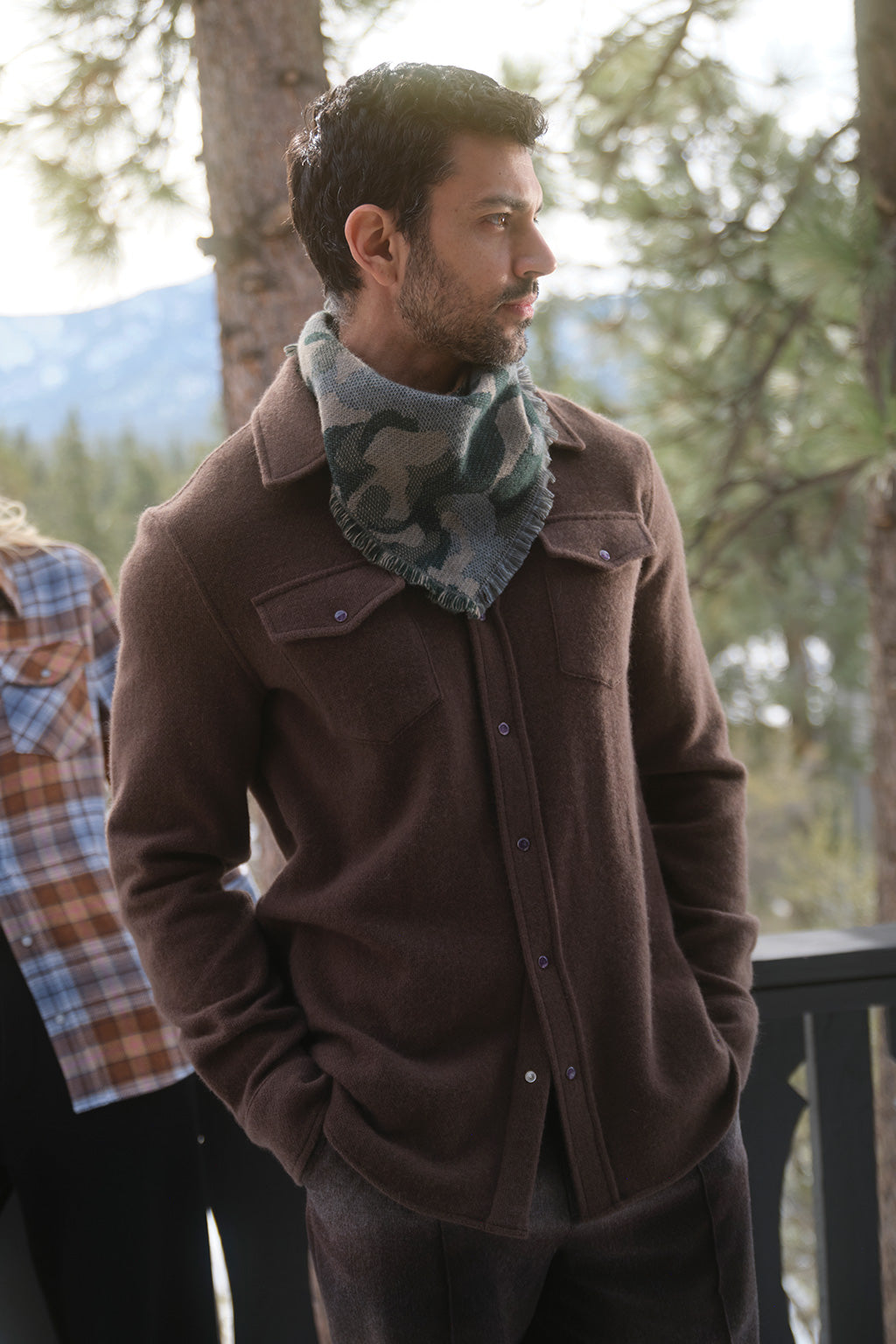 Chocolate Brown Solid Cashmere Shirt