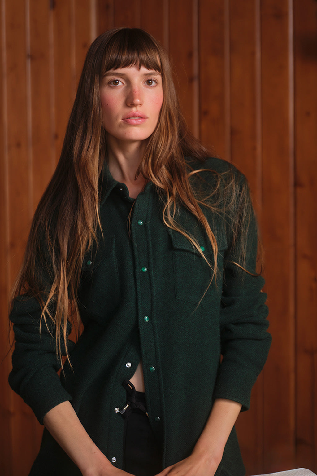 Hunter Green Solid Cashmere Shirt