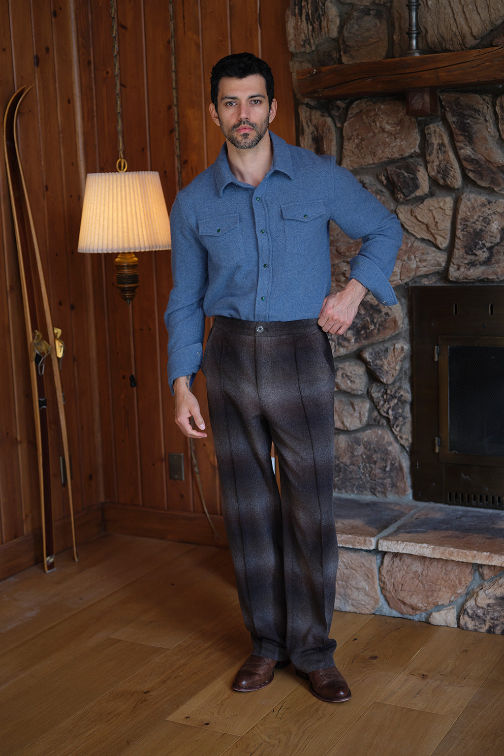 Denim Solid Cashmere Shirt