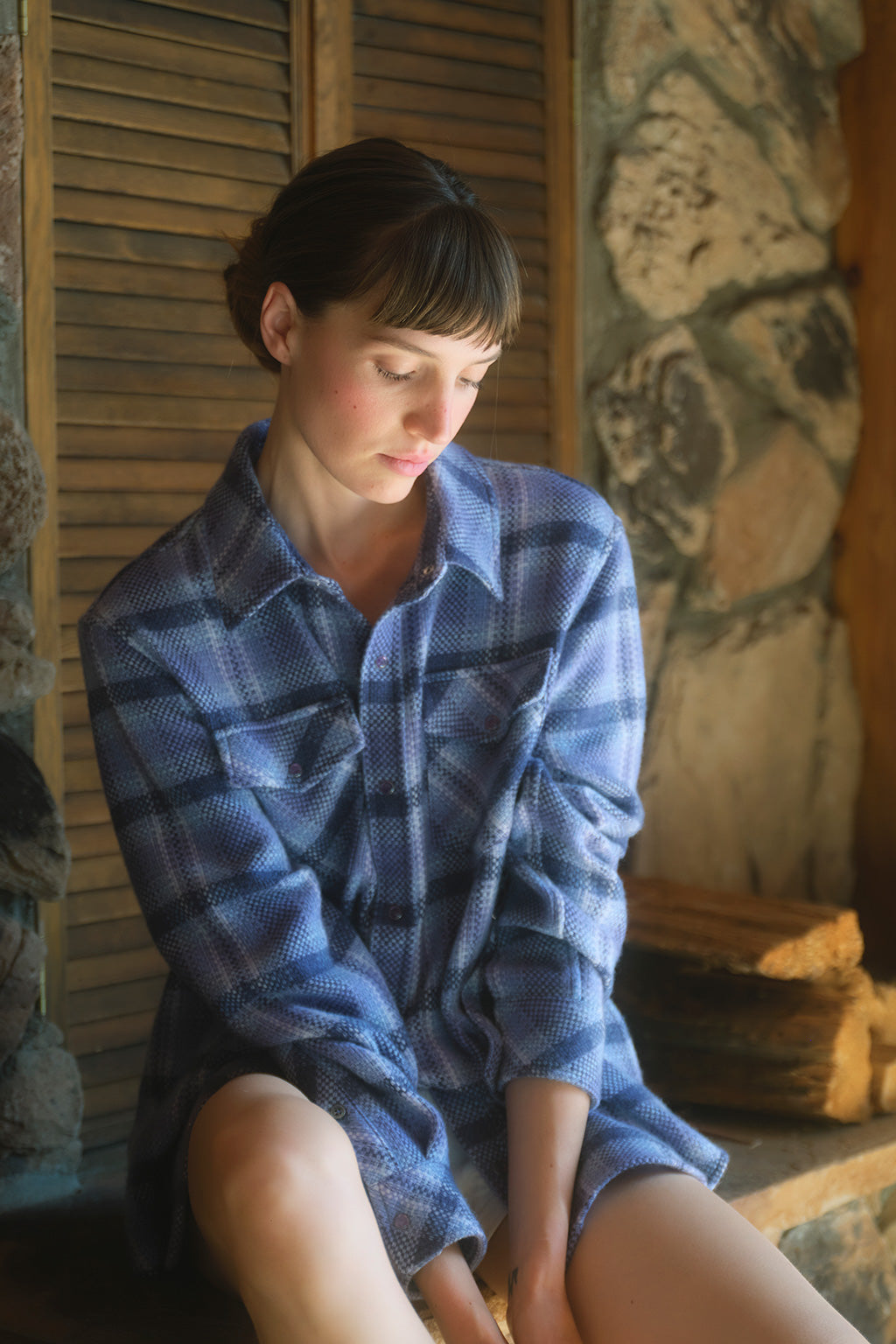 Blue Uniform Plaid Cashmere Shirt