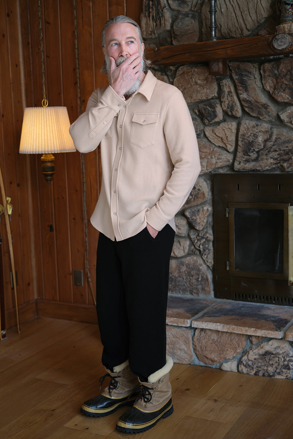 Pale Oat Solid Cashmere Shirt